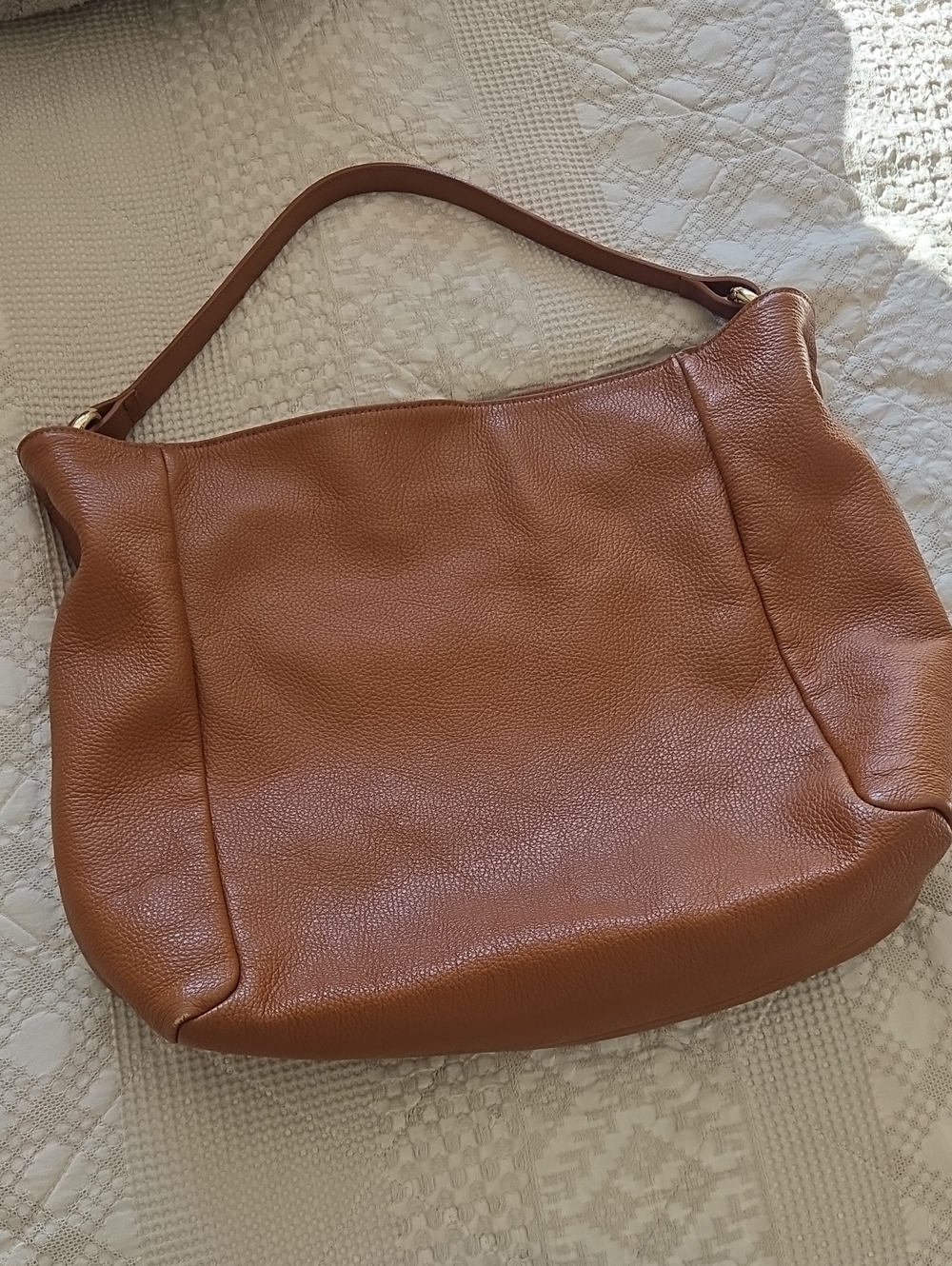 Neiman Marcus Cogniac Leather Shoulder Bag Gold Hardware Normcore Quiet Luxury